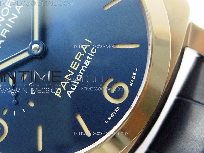Pre Order PAM1114 RG VSF 1:1 Best Edition Blue Dial on Blue Leather Strap P.9010 Super Clone